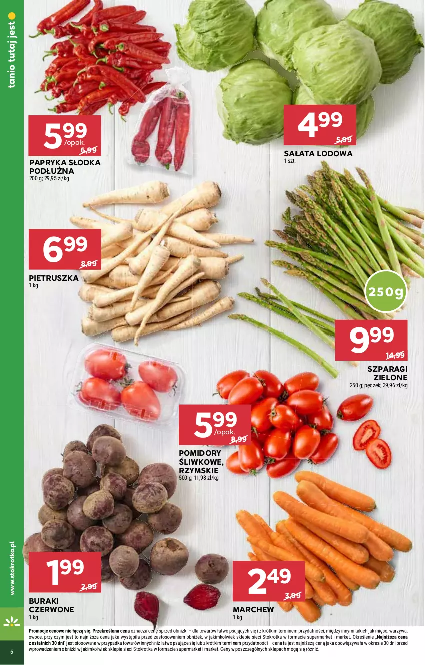 Gazetka promocyjna Stokrotka - Supermarket - ważna 13.03 do 19.03.2025 - strona 6 - produkty: Buraki, Mięso, Owoce, Papryka, Papryka słodka, Pietruszka, Pomidory, Sałat, Sałata lodowa, Warzywa