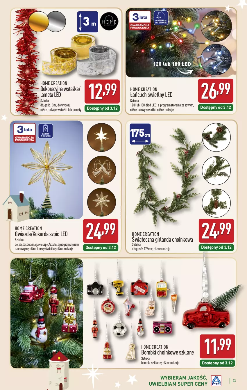 Gazetka promocyjna Aldi - Katalog prezentowy - ważna 03.11 do 23.12.2025 - strona 23 - produkty: Bombki, Girlanda, Gra, Gwiazda, Lameta, Rama, Szpic, Wstążka