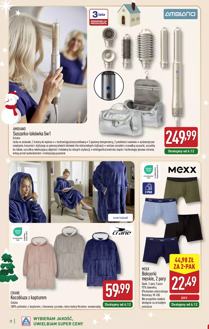 Gazetka promocyjna Aldi - Katalog prezentowy - ważna 03.11 do 23.12.2025 - strona 28 - produkty: Bluza, Bluza z kapturem, Bokserki, Intel, Koc, Lokówka, Mexx, Ser, Suszarki, Torba, Wełna