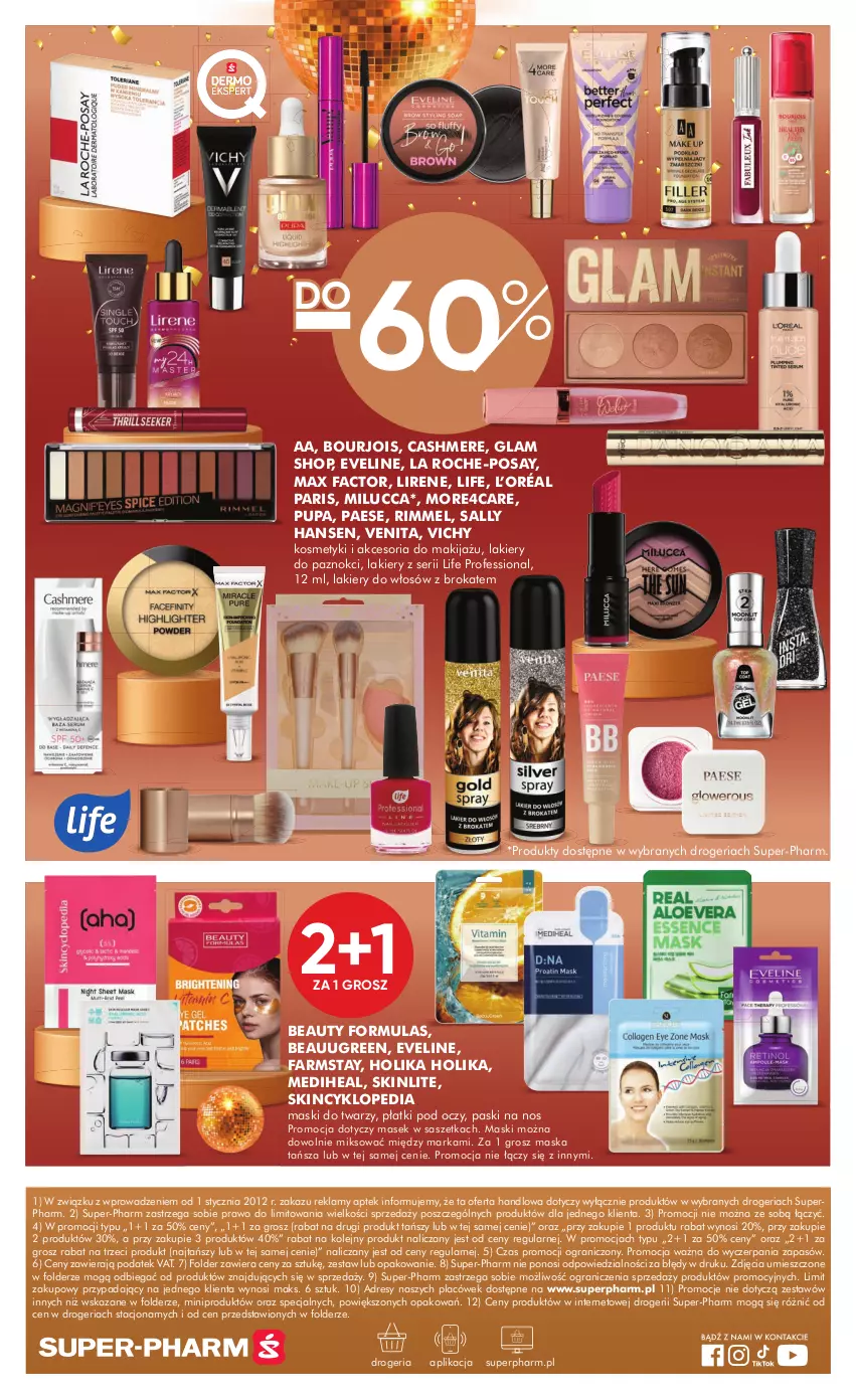 Gazetka promocyjna Super Pharm - ważna 27.12.2024 do 07.01.2025 - strona 16 - produkty: Bourjois, Dres, Eveline, Fa, Farmstay, Gra, Holika Holika, L’Oréal, La Roche-Posay, Lakier, Lirene, Makijaż, Maska, Max Factor, Olej, PAESE, Pupa, Sally Hansen, Ser, Vichy