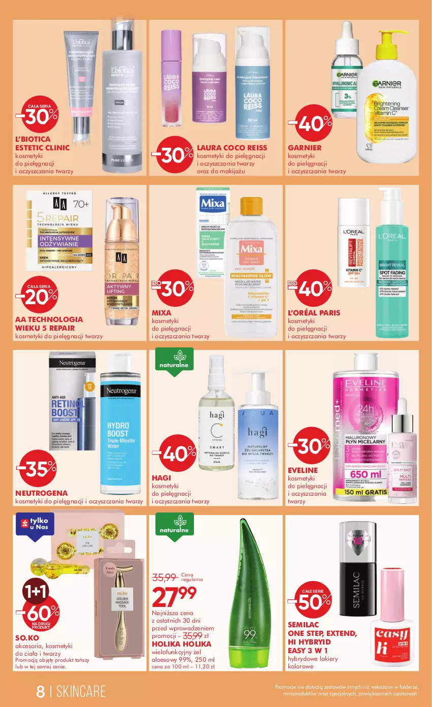 Gazetka promocyjna Super Pharm - ważna 27.12.2024 do 07.01.2025 - strona 8 - produkty: Clin, Eveline, Garnier, Holika Holika, Kosmetyki do pielęgnacji, L’Oréal, Lakier, Laur, Makijaż, Mixa, Neutrogena, Ser