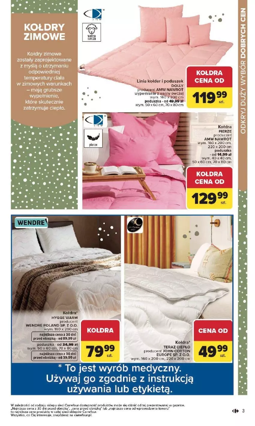 Gazetka promocyjna Carrefour - Gazetka Dom dla Twojej wygody - ważna 12.01 do 31.01.2026 - strona 3 - produkty: Kołdra, Poduszka, Tera
