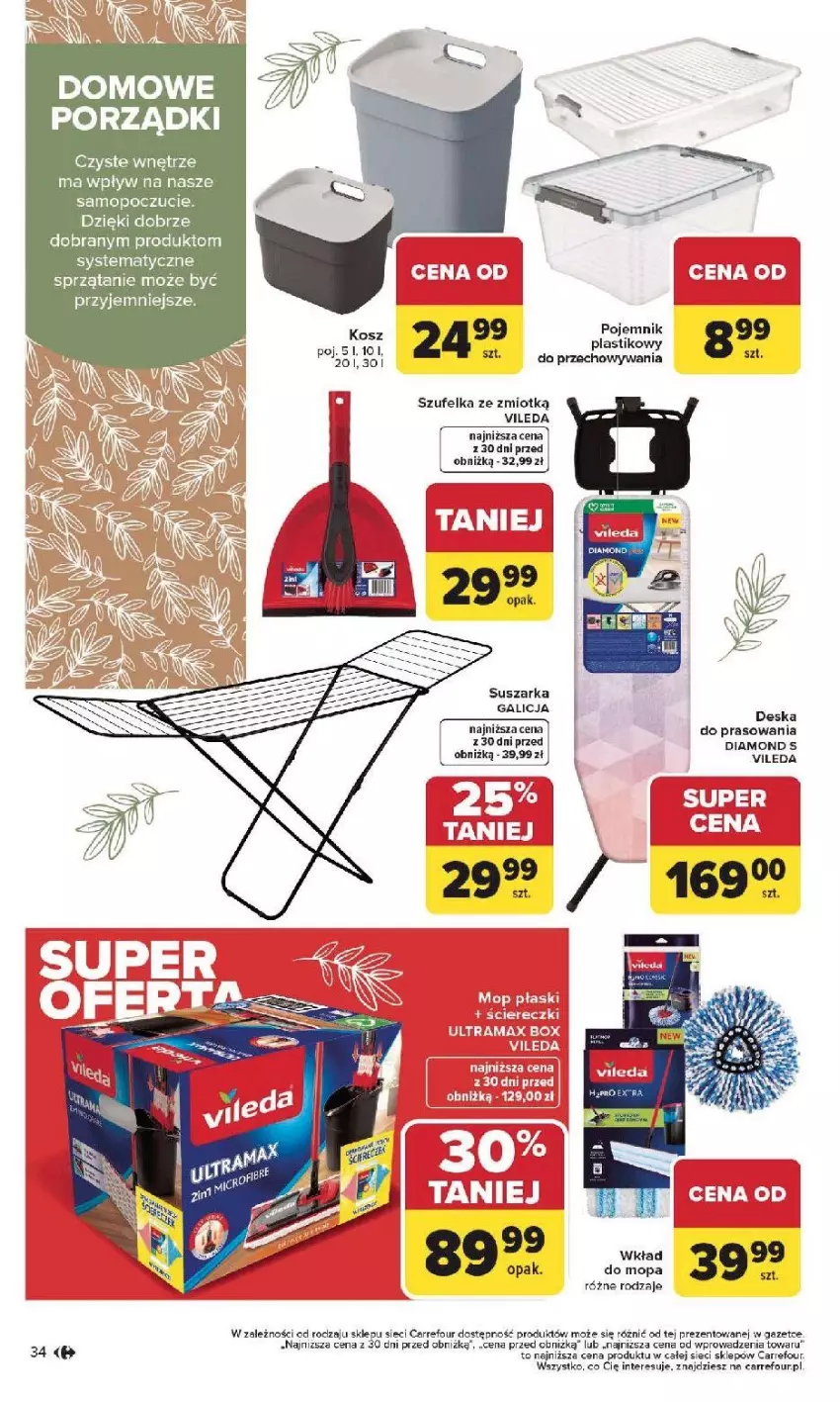 Gazetka promocyjna Carrefour - Gazetka Dom dla Twojej wygody - ważna 12.01 do 31.01.2026 - strona 34 - produkty: Mop, Pojemnik, Por, Sprzątanie, Suszarka, Szufelka