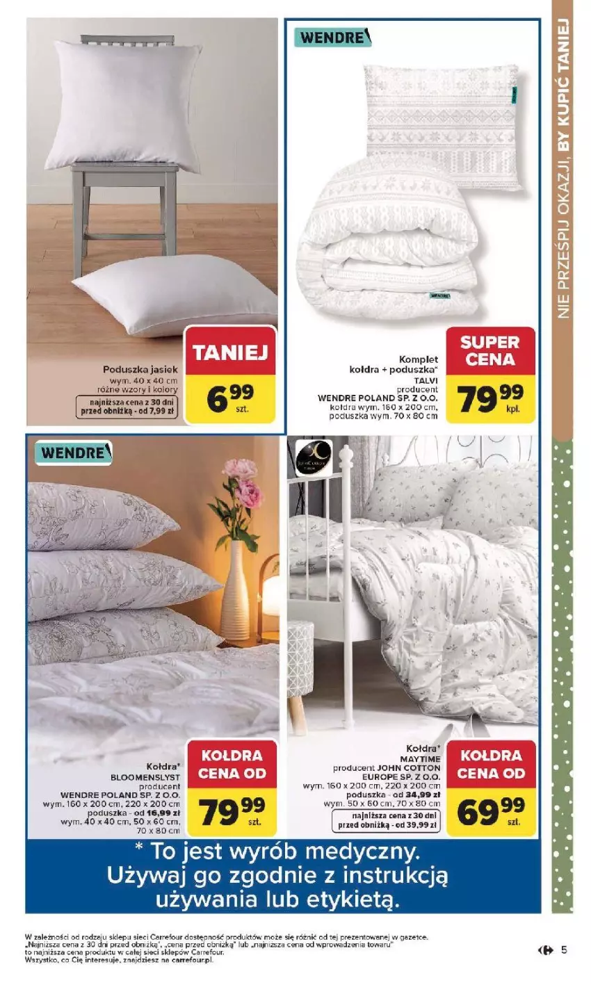 Gazetka promocyjna Carrefour - Gazetka Dom dla Twojej wygody - ważna 12.01 do 31.01.2026 - strona 5 - produkty: Kołdra, Poduszka