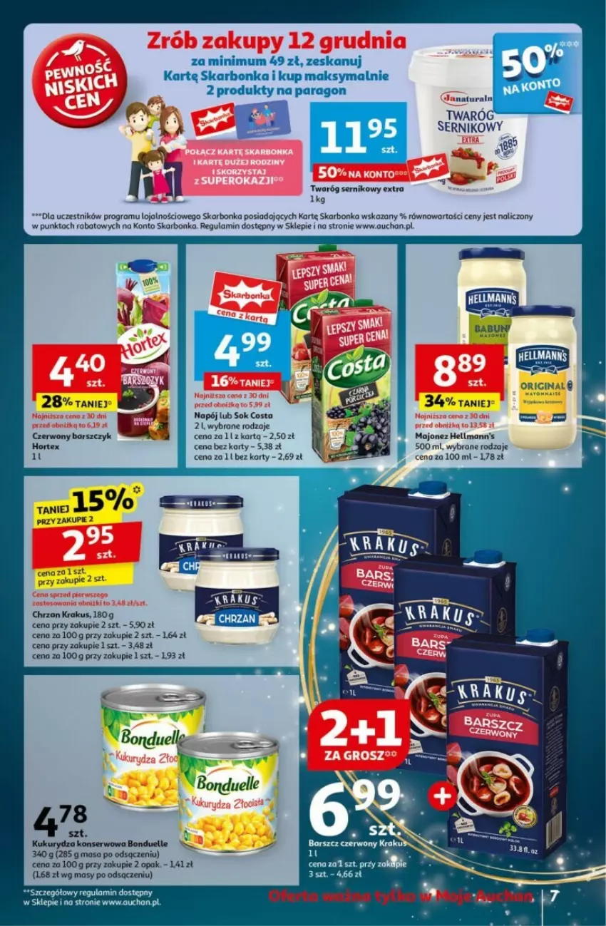 Gazetka promocyjna Auchan - ważna 12.12 do 18.12.2024 - strona 10 - produkty: Bonduelle, Chrzan, Gin, Gra, Hortex, Krakus, Kukurydza, Kukurydza konserwowa, Majonez, Ser, Twaróg