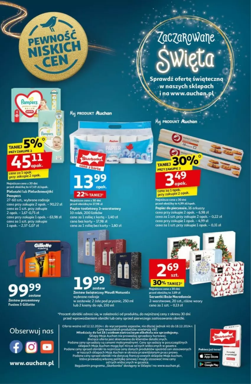 Gazetka promocyjna Auchan - ważna 12.12 do 18.12.2024 - strona 2 - produkty: Fusion, Gillette, Majtki, Maudi Naturals, Pieluchomajtki, Ser