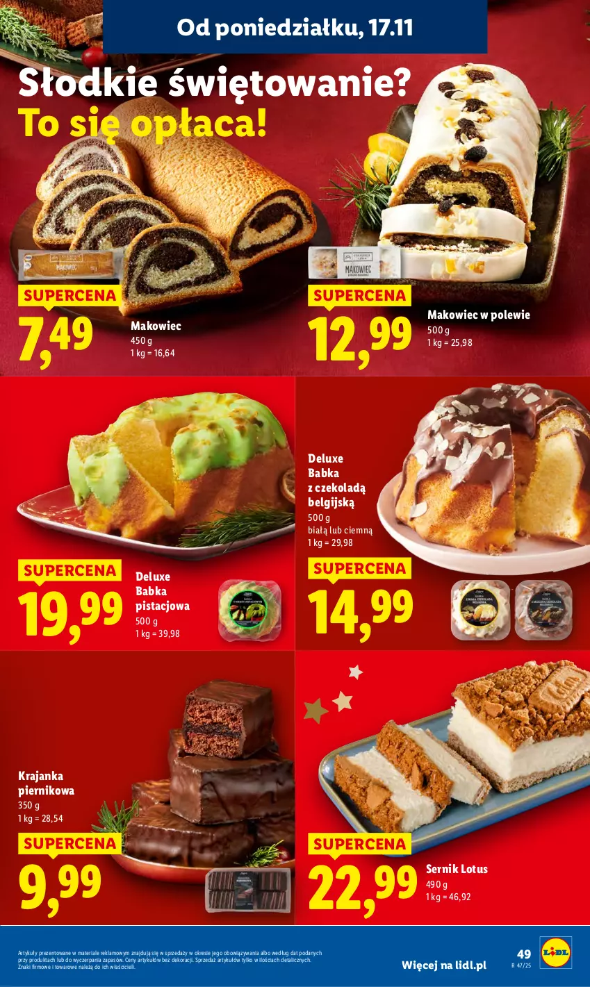 Gazetka promocyjna Lidl - GAZETKA - ważna 17.11 do 19.11.2025 - strona 49 - produkty: Babka, LG, Makowiec, Piernik, Ser