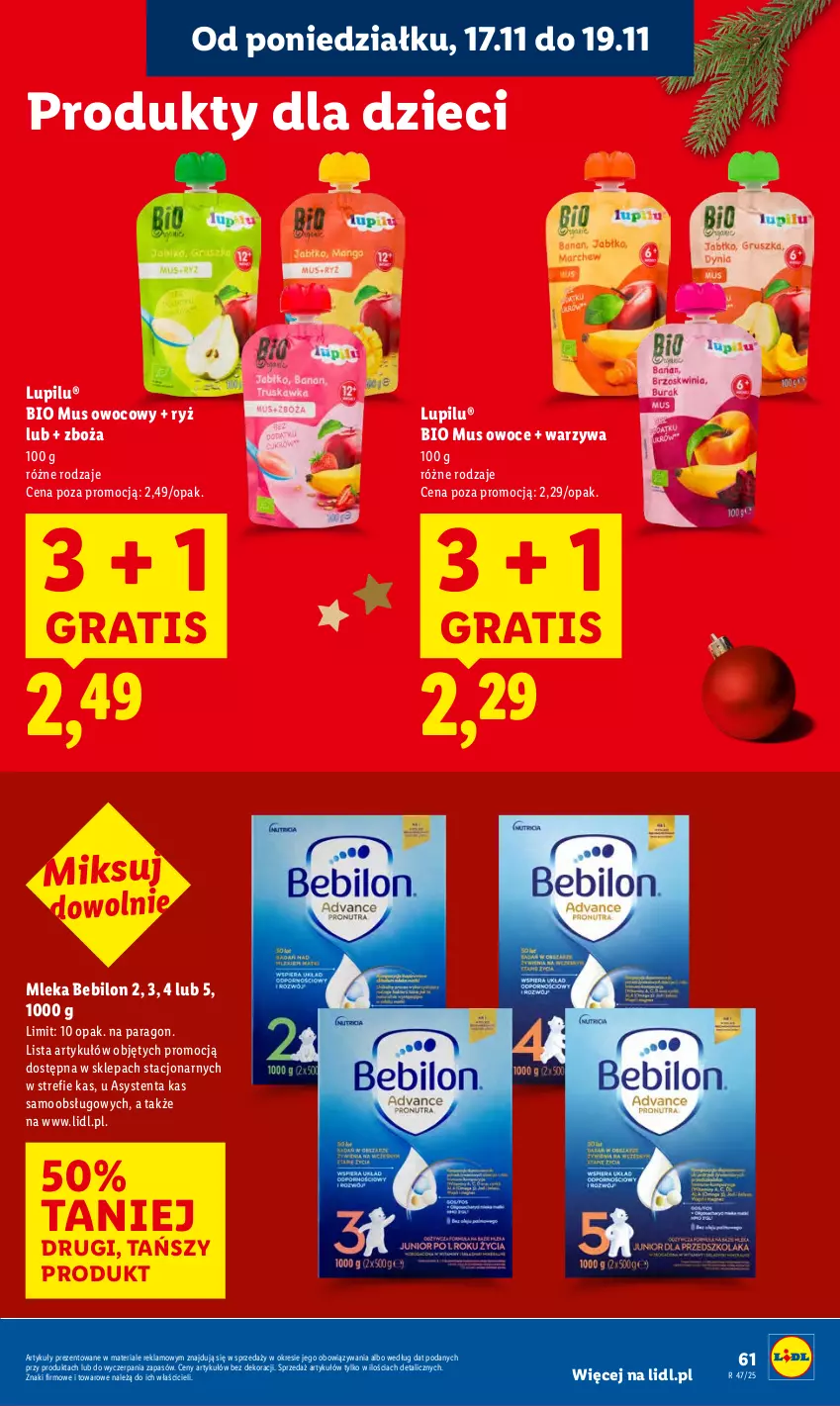 Gazetka promocyjna Lidl - GAZETKA - ważna 17.11 do 19.11.2025 - strona 61 - produkty: BEBILON, Dzieci, Gra, Mus, Owoce, Ryż, Warzywa