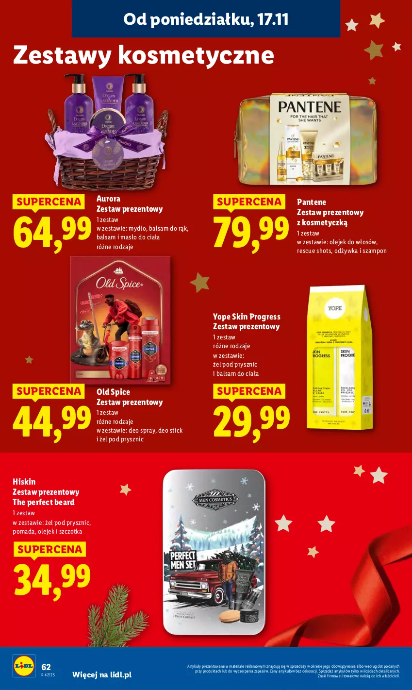 Gazetka promocyjna Lidl - GAZETKA - ważna 17.11 do 19.11.2025 - strona 62 - produkty: Balsam do ciała, Gres, Masło, Masło do ciała, Mydło, Odżywka, Old Spice, Olej, Pantene, Pomada, Szampon, Szczotka, Yope, Zestaw prezentowy
