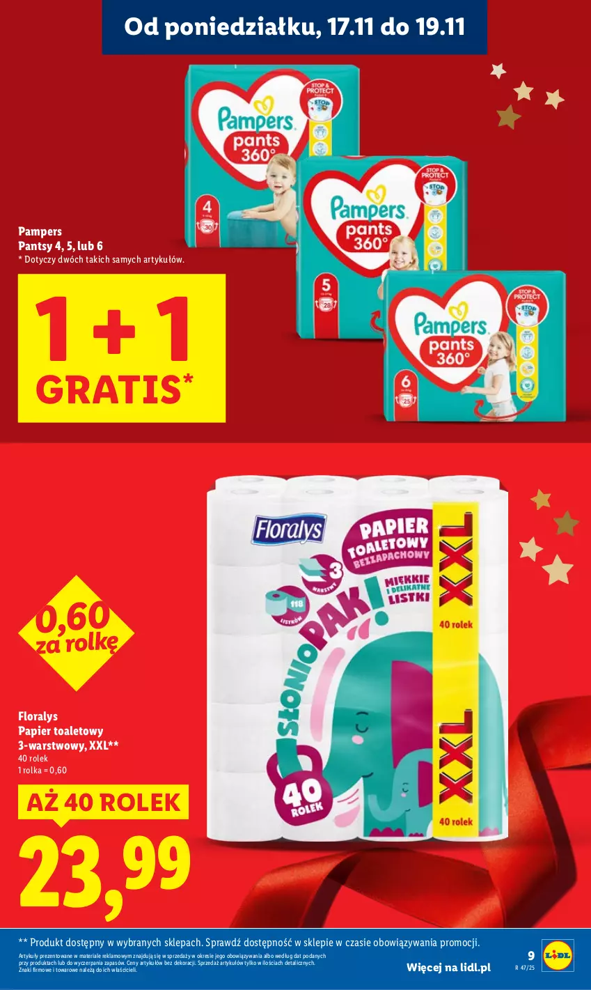 Gazetka promocyjna Lidl - GAZETKA - ważna 17.11 do 19.11.2025 - strona 9 - produkty: Flora, Gra, Pampers, Papier, Papier toaletowy