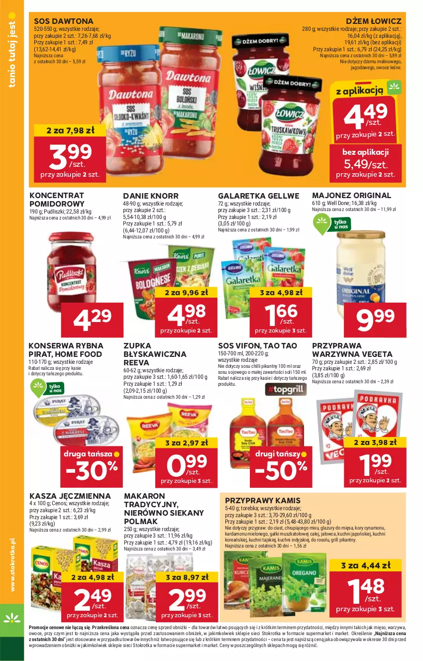 Gazetka promocyjna Stokrotka - Supermarket - ważna 12.06 do 16.06.2025 - strona 10 - produkty: Cenos, Dawtona, Dżem, Gala, Galaretka, Gin, Grill, Kamis, Kasza, Kasza jęczmienna, Knorr, Koncentrat pomidorowy, Lazur, Majonez, Makaron, Mięso, Mus, Olma, Owoce, Przyprawy, Pudliszki, Ser, Sos, Torebka, Vegeta, Warzywa