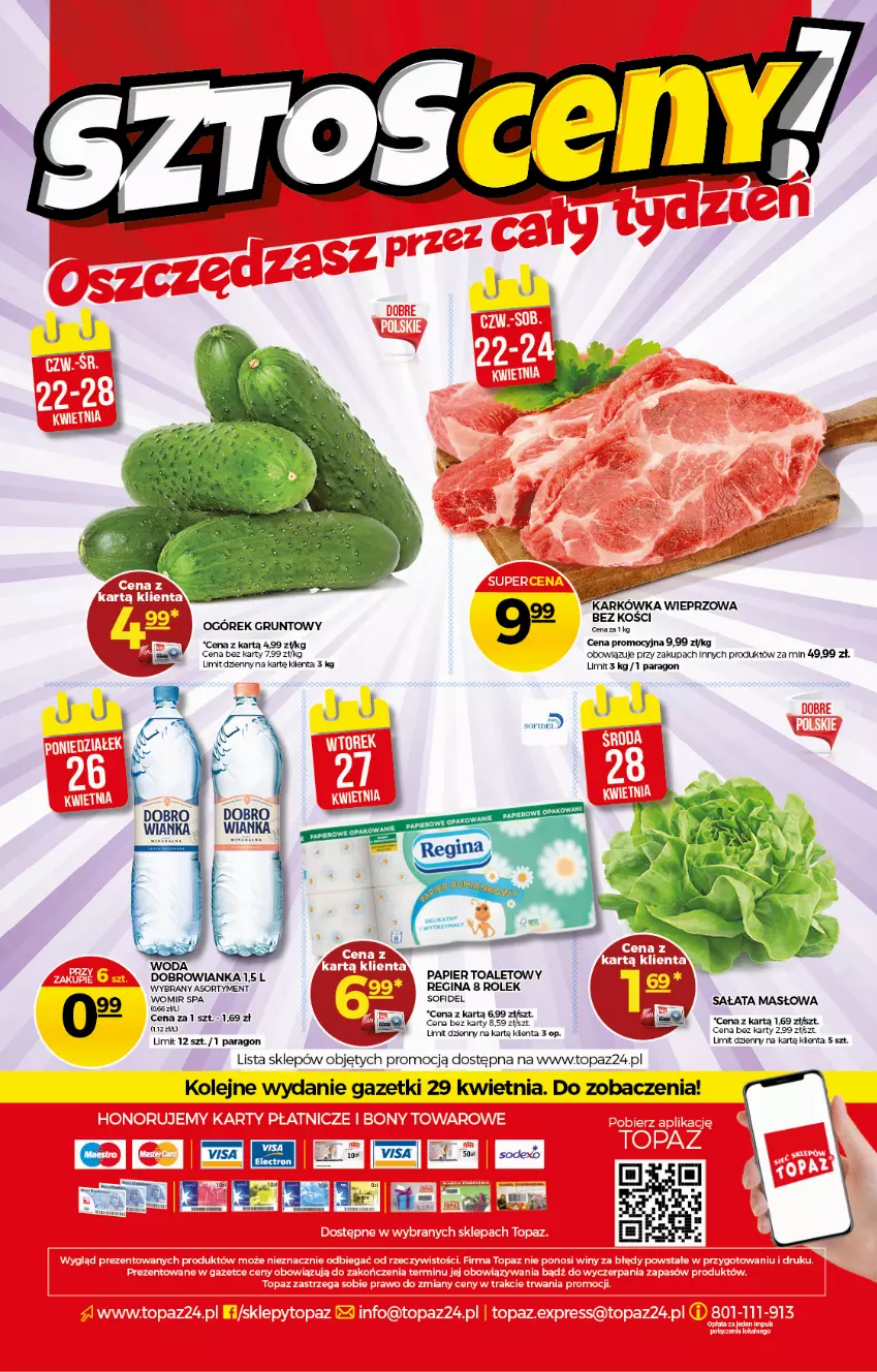 Gazetka promocyjna Topaz - Gazetka - ważna 22.04 do 28.04.2021 - strona 20 - produkty: Dobrowianka, Gin, Grunt, Olej, Papier, Top, Woda