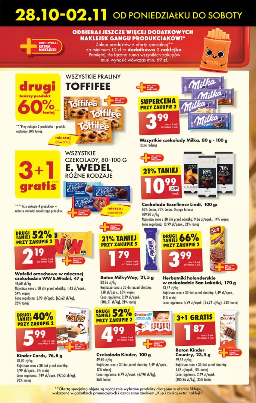 Gazetka promocyjna Biedronka - Od Poniedziałku - ważna 28.10 do 02.11.2024 - strona 37 - produkty: Baton, Czekolada, Gra, Herbatniki, Kinder, Klej, Lindt, Milka, Praliny, Toffifee