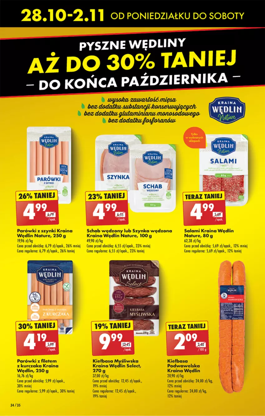 Gazetka promocyjna Biedronka - Od Poniedziałku - ważna 28.10 do 02.11.2024 - strona 44 - produkty: Kiełbasa, Kiełbasa podwawelska, Kurczak, Parówki, Parówki z szynki, Salami, Szynka, Tera, Wawel