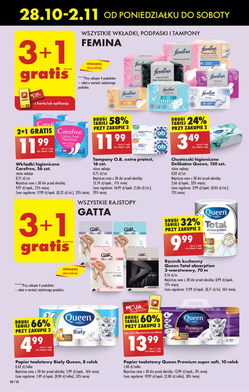 Gazetka promocyjna Biedronka - Od Poniedziałku - ważna 28.10 do 02.11.2024 - strona 70 - produkty: Carefree, Chusteczki, Gatta, Gra, O.B., Papier, Papier toaletowy, Podpaski, Rajstopy, Ręcznik, Ręcznik kuchenny, Robot, Tampony, Top, Wkładki