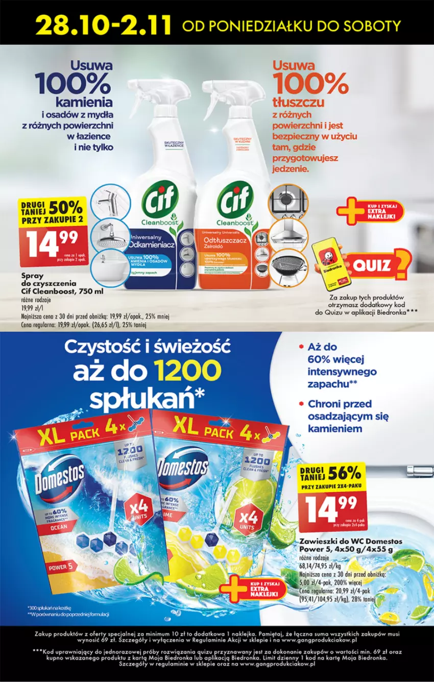 Gazetka promocyjna Biedronka - Od Poniedziałku - ważna 28.10 do 02.11.2024 - strona 77 - produkty: Domestos, Fa, Klej, Mus, Piec, Quiz, Spray do czyszczenia, Zawieszki