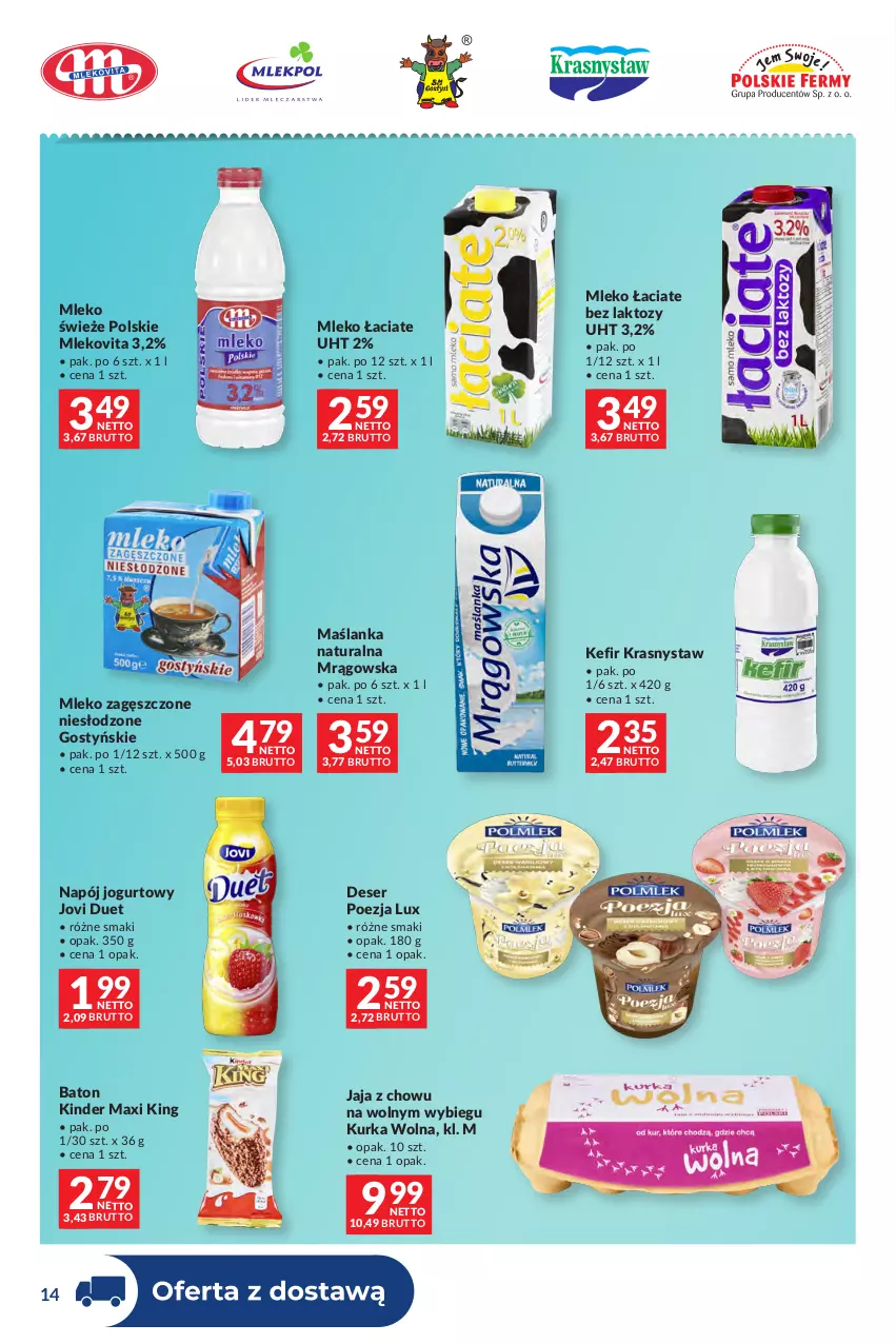 Gazetka promocyjna Makro - Dystrybucja do sklepów - ważna 29.09 do 26.10.2026 - strona 14 - produkty: Baton, Deser, Jaja, Jogurt, Kefir, Kinder, Maślanka, Mleko, Mleko zagęszczone, Mlekovita, Napój, Napój jogurtowy, Ser