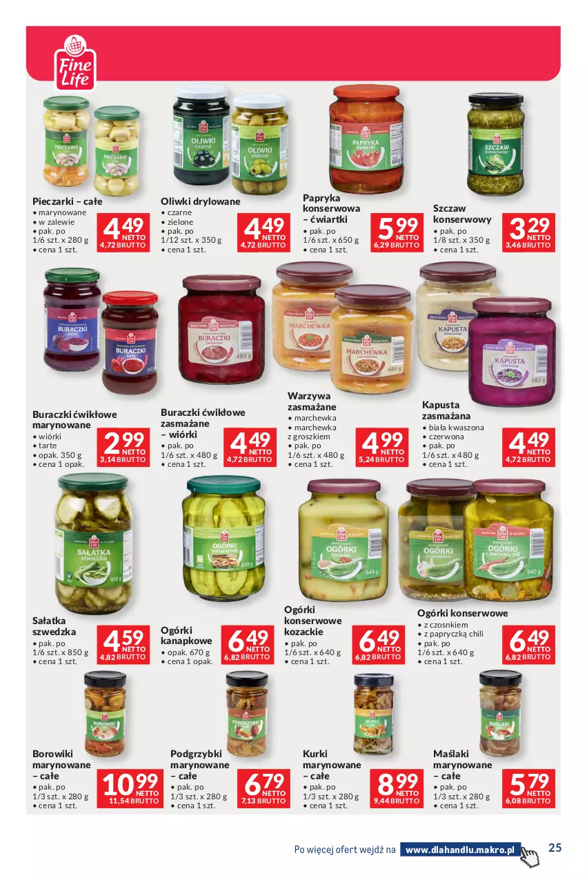 Gazetka promocyjna Makro - Dystrybucja do sklepów - ważna 29.09 do 26.10.2026 - strona 25 - produkty: Borowiki, Borowiki marynowane, Buraczki, Marchewka, Ogórki konserwowe, Oliwki, Papryka, Piec, Podgrzybki, Podgrzybki marynowane, Sałat, Sałatka, Ser, Warzywa
