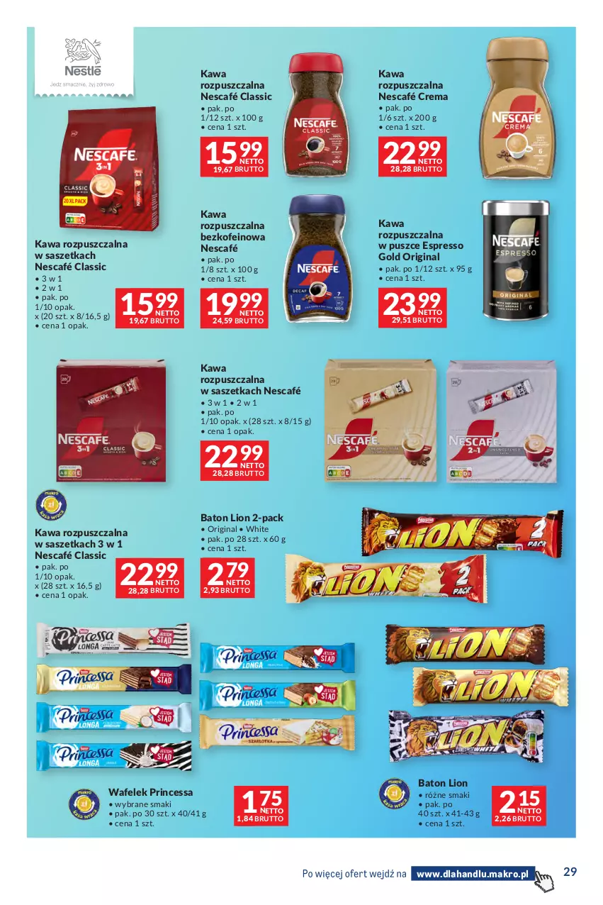 Gazetka promocyjna Makro - Dystrybucja do sklepów - ważna 29.09 do 26.10.2026 - strona 29 - produkty: Baton, Gin, Kawa, Kawa rozpuszczalna, Lion, Nescafé, Princessa, Wafelek