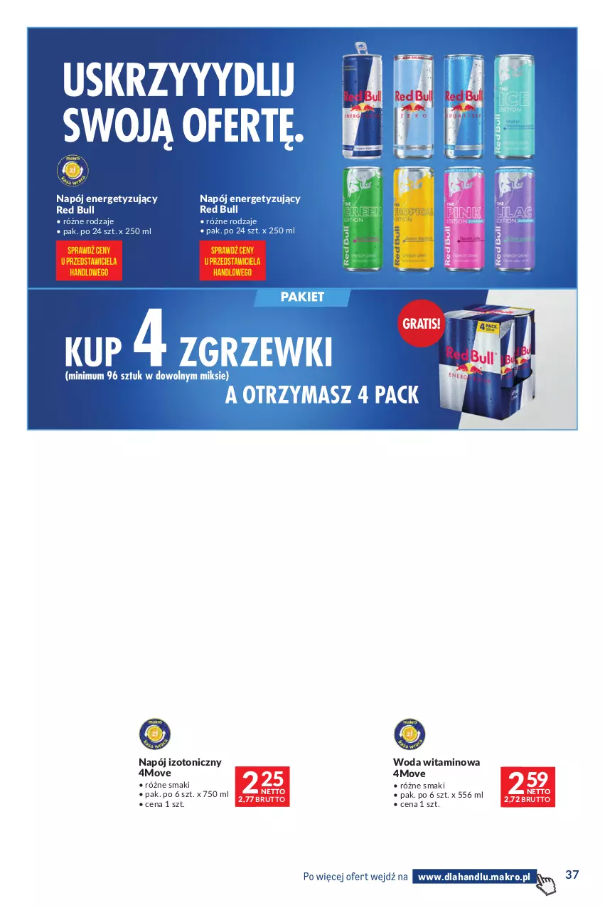 Gazetka promocyjna Makro - Dystrybucja do sklepów - ważna 29.09 do 26.10.2026 - strona 37 - produkty: Napój, Napój izotoniczny, Red Bull, Woda