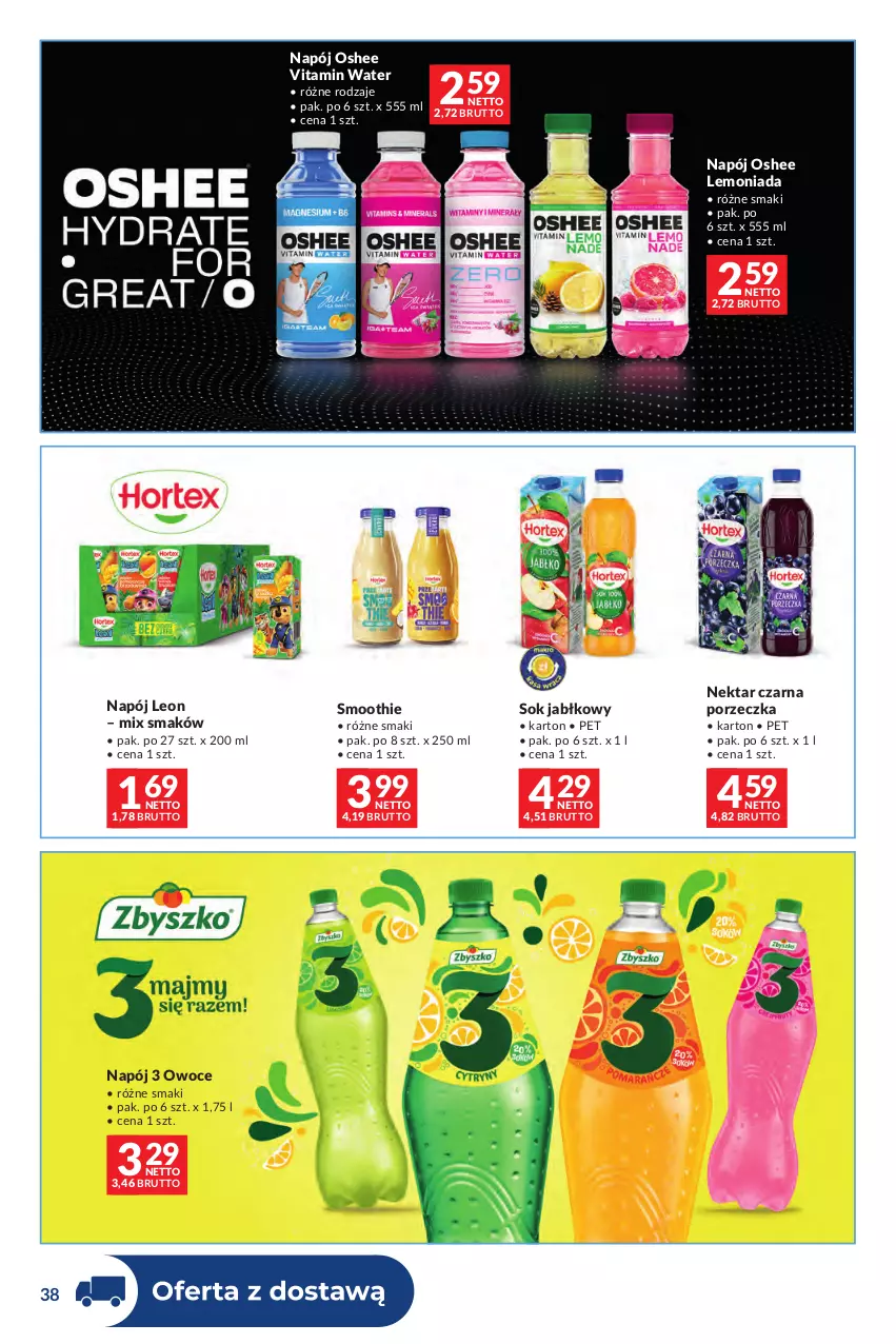 Gazetka promocyjna Makro - Dystrybucja do sklepów - ważna 29.09 do 26.10.2026 - strona 38 - produkty: Lemoniada, Leon, Napój, Nektar, Oshee, Owoce, Por, Smoothie, Sok, Sok jabłkowy