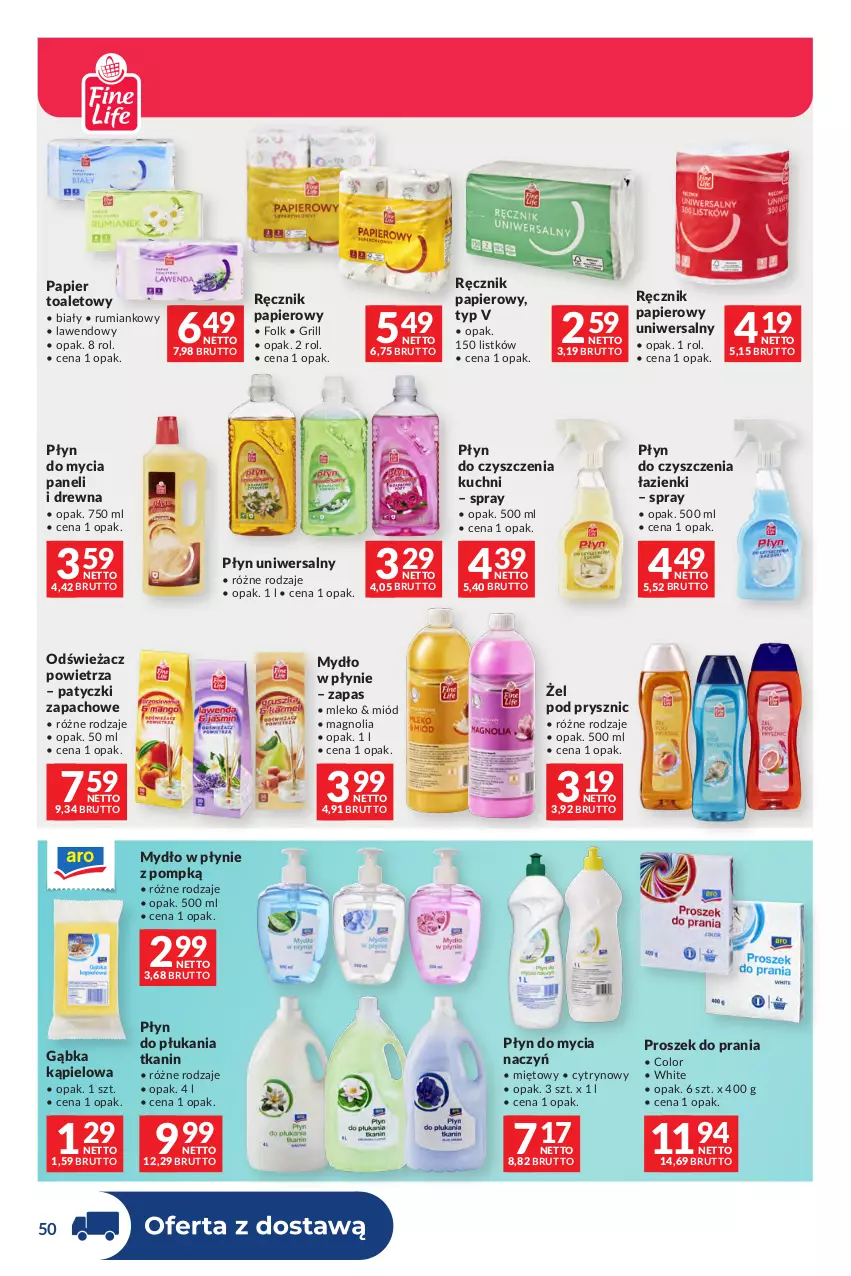 Gazetka promocyjna Makro - Dystrybucja do sklepów - ważna 29.09 do 26.10.2026 - strona 50 - produkty: Do mycia naczyń, Grill, Miód, Mleko, Mydło, Mydło w płynie, Odświeżacz powietrza, Papier, Papier toaletowy, Płyn do mycia, Płyn do mycia naczyń, Płyn do mycia paneli, Płyn do płukania, Proszek do prania, Ręcznik, Rum