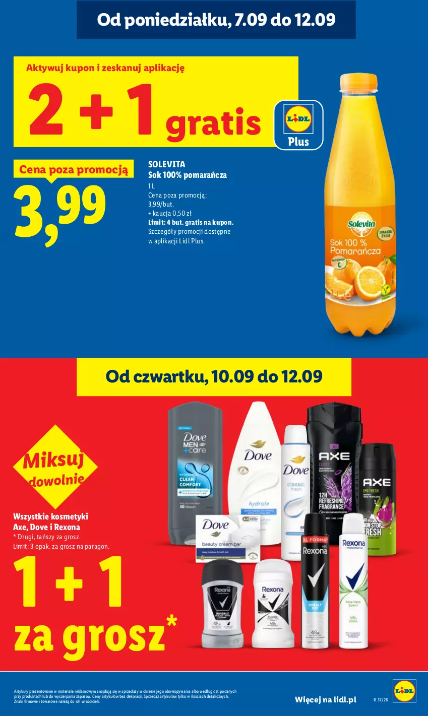 Gazetka promocyjna Lidl - Gazetka ważna od 10.09 do 12.09 - ważna 10.09 do 12.09.2026 - strona 27 - produkty: Dove, Gra, Rexona, Sok