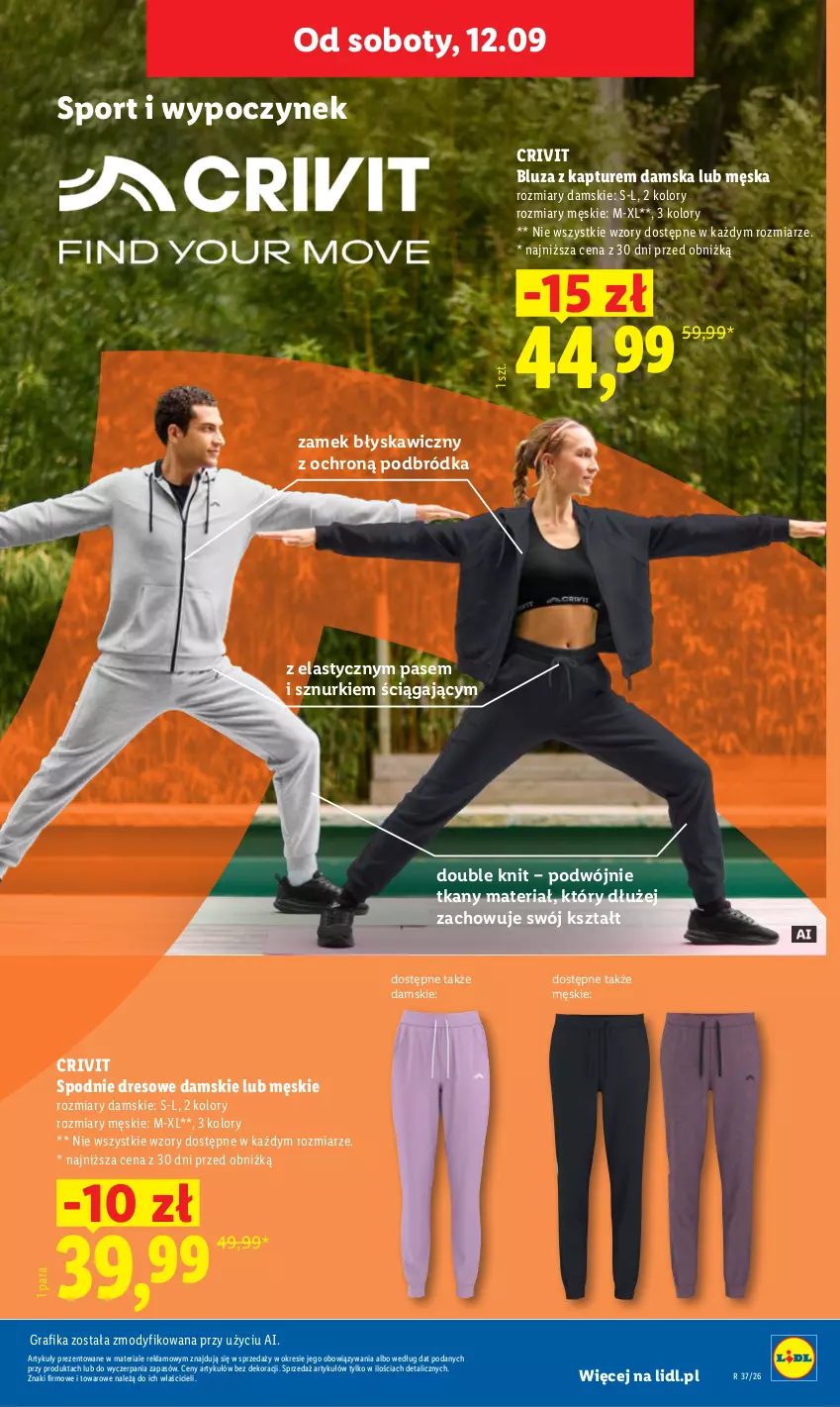 Gazetka promocyjna Lidl - Gazetka ważna od 10.09 do 12.09 - ważna 10.09 do 12.09.2026 - strona 37 - produkty: Bluza, Bluza z kapturem, Dres, Gra, Grafika, Por, Spodnie, Spodnie dresowe, Sport