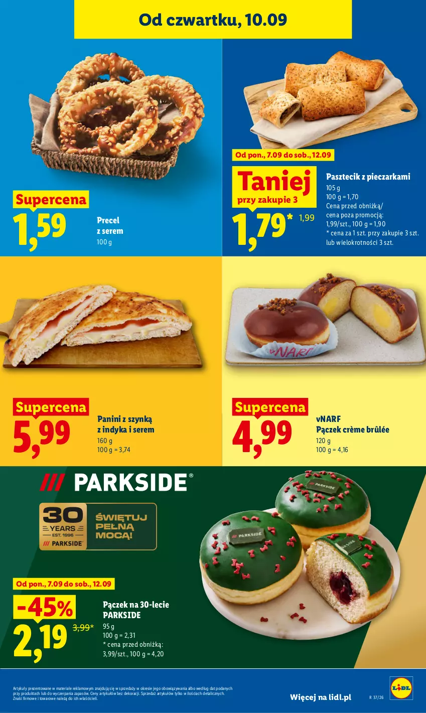 Gazetka promocyjna Lidl - Gazetka ważna od 10.09 do 12.09 - ważna 10.09 do 12.09.2026 - strona 47 - produkty: Crème brûlée, Pączek, Parkside, Pasztecik z pieczarkami, Piec, Pieczarka, Ser