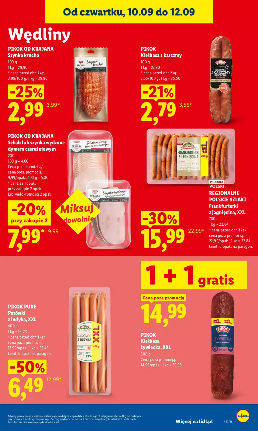 Gazetka promocyjna Lidl - Gazetka ważna od 10.09 do 12.09 - ważna 10.09 do 12.09.2026 - strona 55 - produkty: Frankfurterki, Gra, Kiełbasa, Parówki, Parówki z indyka, PIKOK, Pur, Szynka