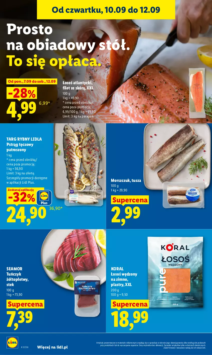 Gazetka promocyjna Lidl - Gazetka ważna od 10.09 do 12.09 - ważna 10.09 do 12.09.2026 - strona 56 - produkty: Pstrąg, Pstrąg tęczowy, Stek, Stół, Top, Tuńczyk, Tusz
