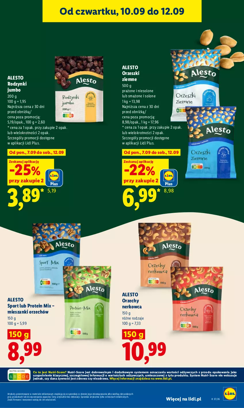 Gazetka promocyjna Lidl - Gazetka ważna od 10.09 do 12.09 - ważna 10.09 do 12.09.2026 - strona 71 - produkty: Orzeszki, Orzeszki ziemne, Por, Rodzynki, Sport