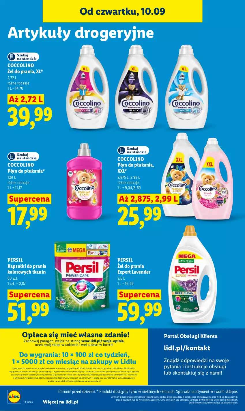 Gazetka promocyjna Lidl - Gazetka ważna od 10.09 do 12.09 - ważna 10.09 do 12.09.2026 - strona 82 - produkty: Coccolino, Gra, Kapsułki do prania, Laur, Mola, Persil, Płyn do płukania, Por, Portal