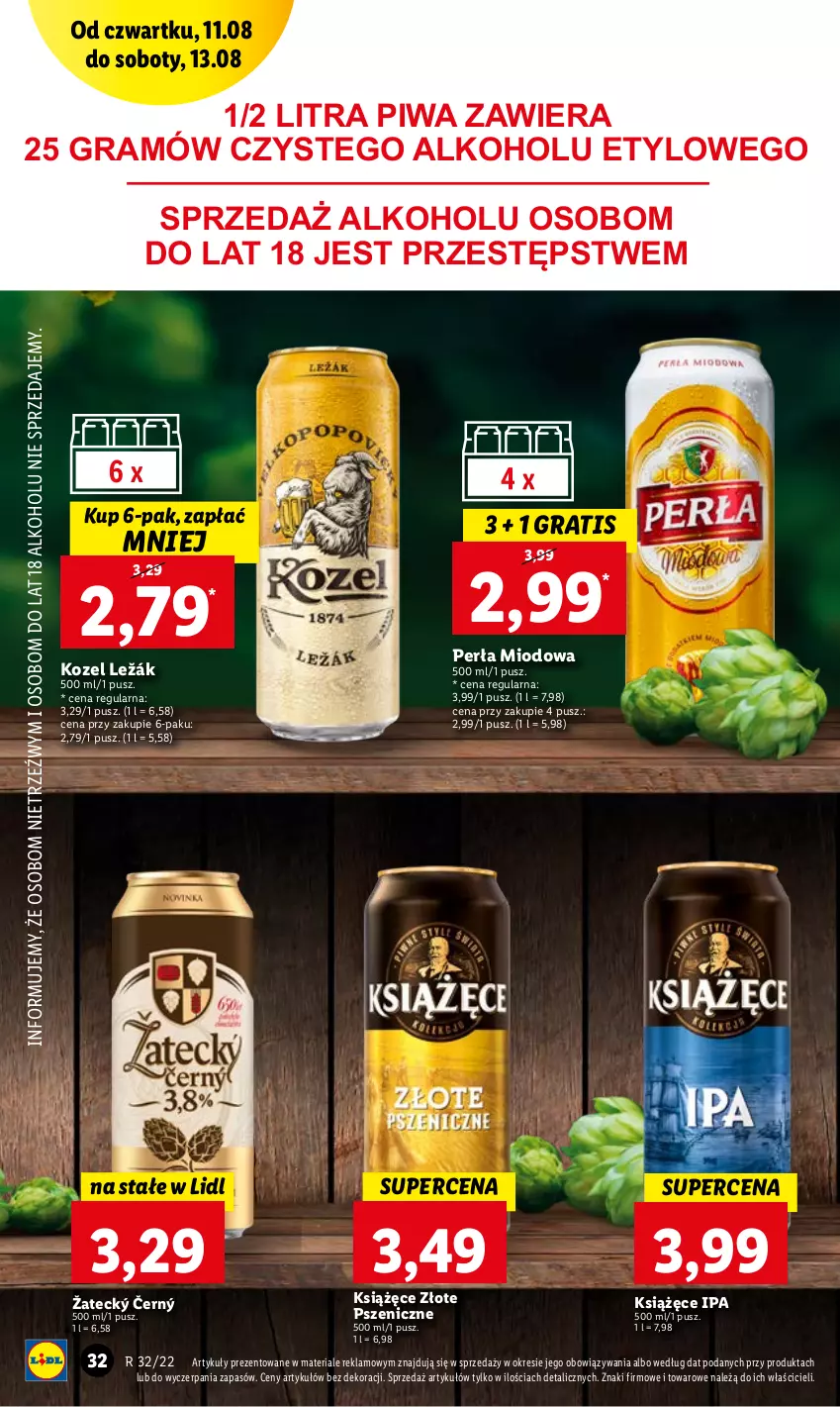 Gazetka promocyjna Lidl - GAZETKA - ważna 11.08 do 13.08.2022 - strona 32 - produkty: Gra, Kozel, Książęce, Perła, Piwa