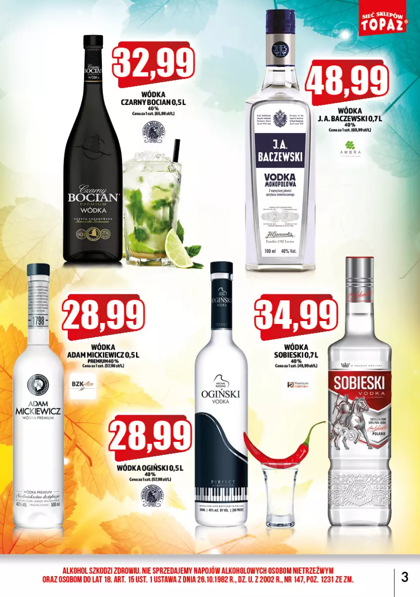 Gazetka promocyjna Topaz - Gazetka - ważna 01.09 do 30.09.2022 - strona 3 - produkty: Gin, Ogiński, Sok, Top, Wódka