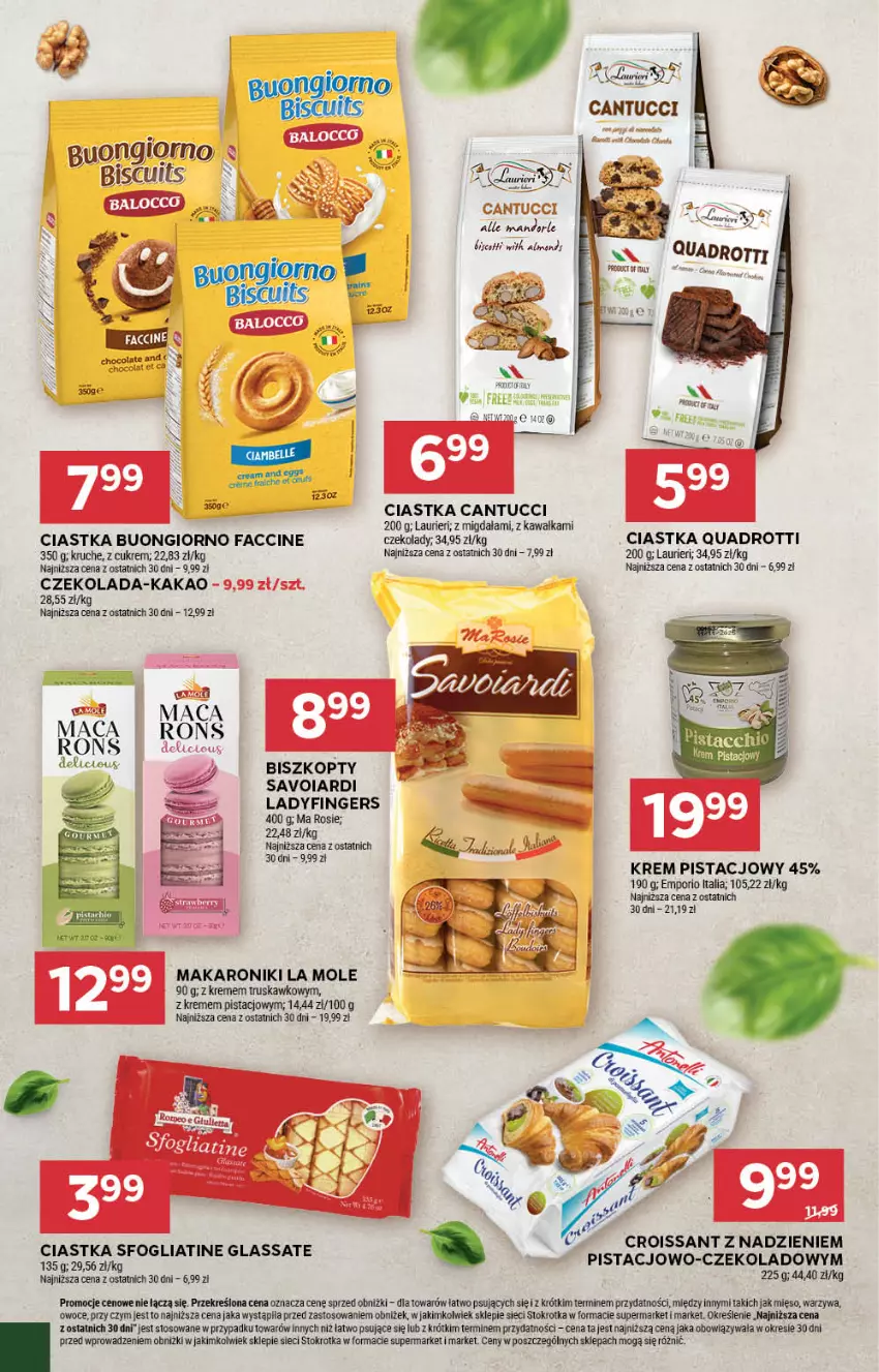 Gazetka promocyjna Stokrotka - Supermarket - ważna 17.07 do 23.07.2025 - strona 32 - produkty: BIC, Biszkopty, Ciastka, Croissant, Czekolada, Fa, Kakao, Kawa, Krem pistacjowy, Laur, Makaron, Mięso, Owoce, Por, Rosie, Warzywa