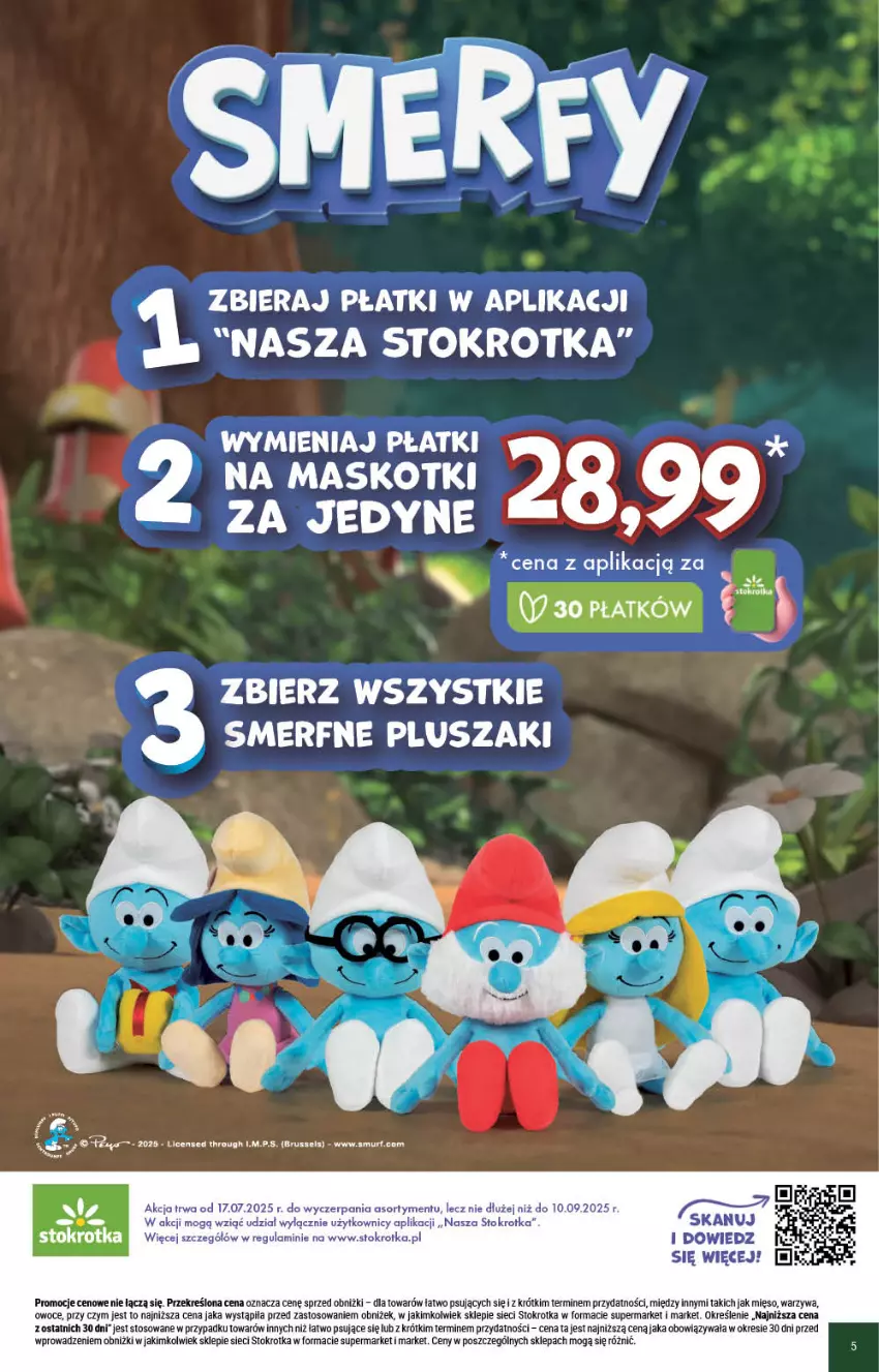 Gazetka promocyjna Stokrotka - Supermarket - ważna 17.07 do 23.07.2025 - strona 5 - produkty: Mięso, Owoce, Pluszak, Warzywa