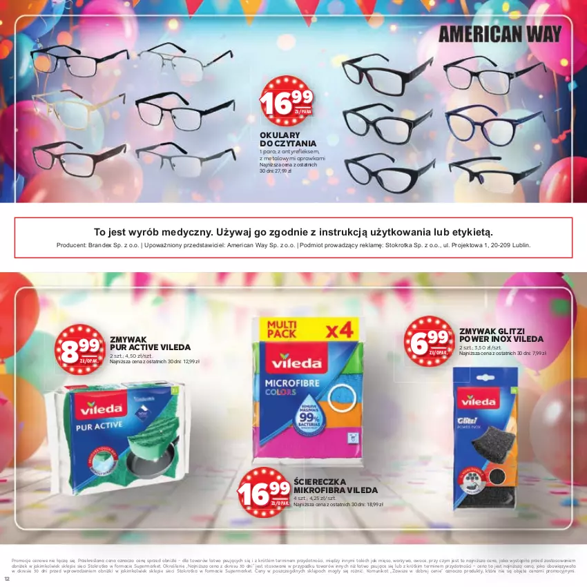Gazetka promocyjna Stokrotka - Katalog Urodziny! - ważna 11.09 do 24.09.2025 - strona 12 - produkty: Mięso, Okulary do czytania, Owoce, Pur, Vileda, Warzywa