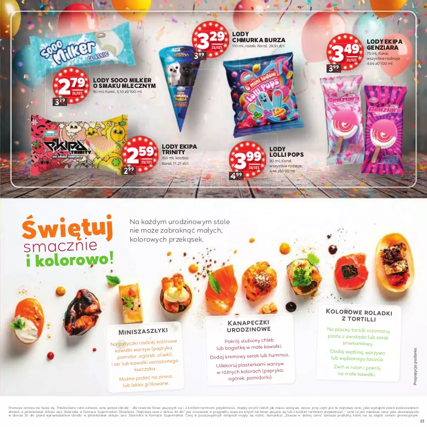 Gazetka promocyjna Stokrotka - Katalog Urodziny! - ważna 11.09 do 24.09.2025 - strona 23 - produkty: Chleb, Grill, Hummus, Kawa, Kurczak, Lack, Lody, Mięso, Mus, Ogórek, Owoce, Papryka, Pomidorki, Ser, Serek, Sos, Warzywa