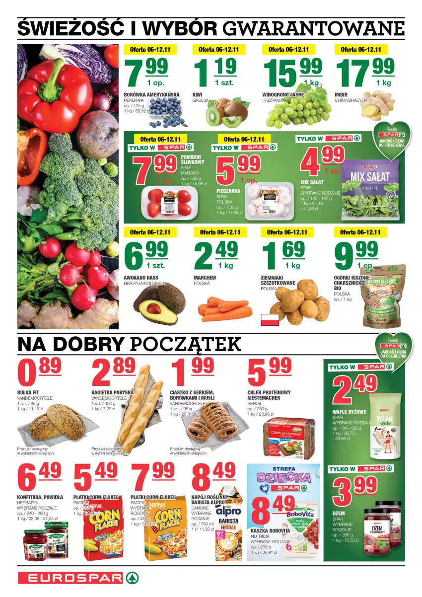 Gazetka promocyjna Spar - EuroSpar - ważna 03.11 do 13.11.2024 - strona 2 - produkty: Bagietka, BoboVita, Borówka, Bułka, Chleb, Chleb proteinowy, Cif, Danone, Fa, Herbapol, Imbir, Konfitura, LG, Mus, Ser, Wafle, Wafle ryzowe, Ziemniaki