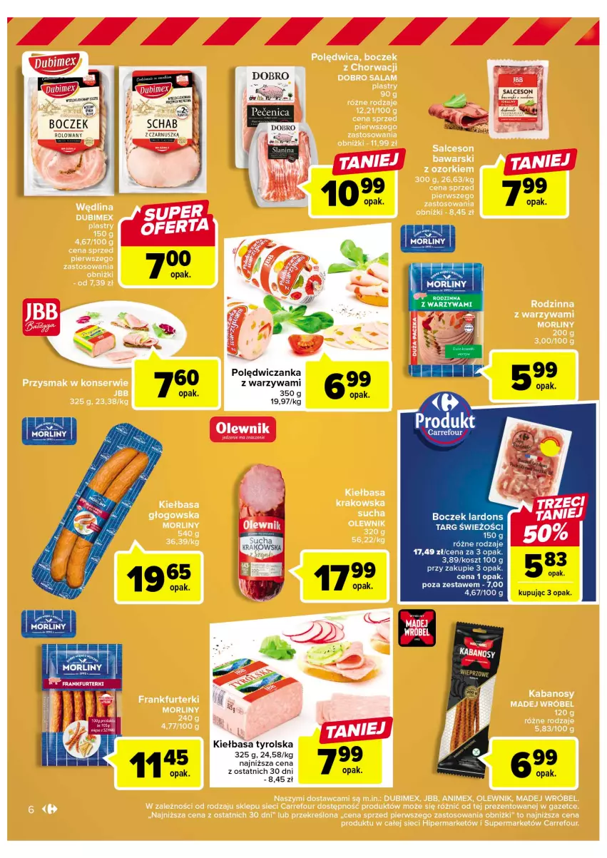 Gazetka promocyjna Carrefour - Gazetka Targ świeżości - ważna 06.02 do 11.02.2023 - strona 6 - produkty: Boczek, Kiełbasa, Kosz, Warzywa