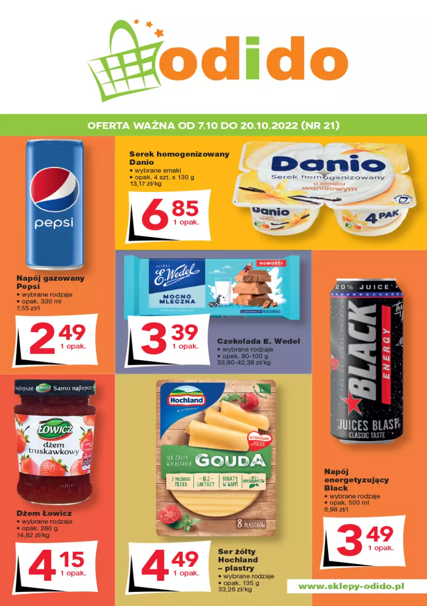 Gazetka promocyjna Odido - Gazetka - ważna 07.10 do 20.10.2022 - strona 1 - produkty: Dżem, Hochland, Lack, Napój, Napój gazowany, Pepsi, Ser, Serek, Serek homogenizowany