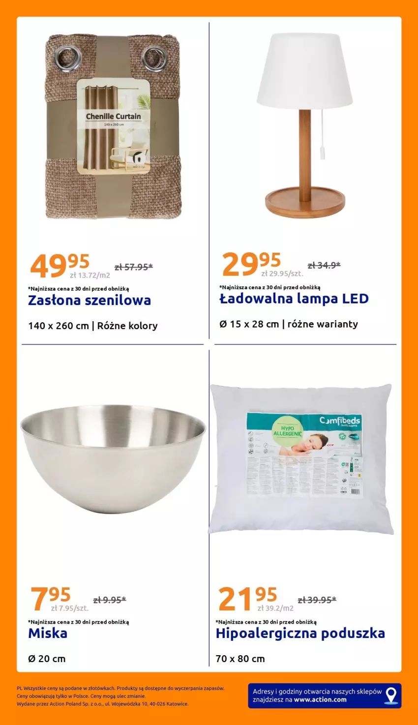 Gazetka promocyjna Action - Gazetka tydzień 34 2026 - ważna 19.08 do 25.08.2026 - strona 35 - produkty: Dres, Lampa, Lampa LED, Miska, Poduszka, Zasłona