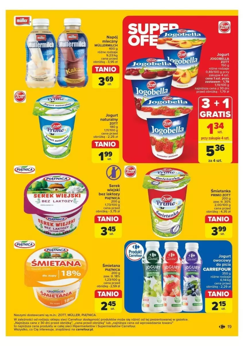 Gazetka promocyjna Carrefour - ważna 04.11 do 09.11.2024 - strona 11 - produkty: Bell, Bella, Jogurt, Jogurt naturalny, Jogurt owocowy, Napój, Napój mleczny, Piątnica, Ser, Serek, Serek wiejski, Zott