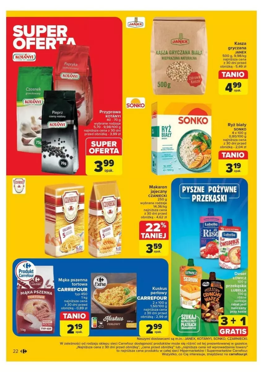 Gazetka promocyjna Carrefour - ważna 04.11 do 09.11.2024 - strona 15 - produkty: Bell, Bella, Czosnek, Gry, Kasza, Kasza gryczana, Kuskus, Lubella, Mąka, Mąka pszenna, Ryż, Ryż biały, Sonko