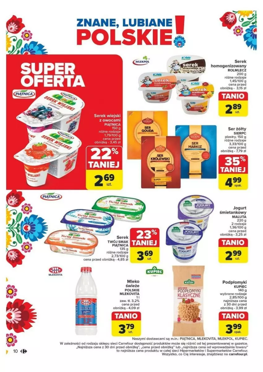 Gazetka promocyjna Carrefour - ważna 04.11 do 09.11.2024 - strona 2 - produkty: Fa, Jogurt, Kupiec, Mleko, Piątnica, Piec, Por, Rolmlecz, Ser, Serek, Serek homogenizowany