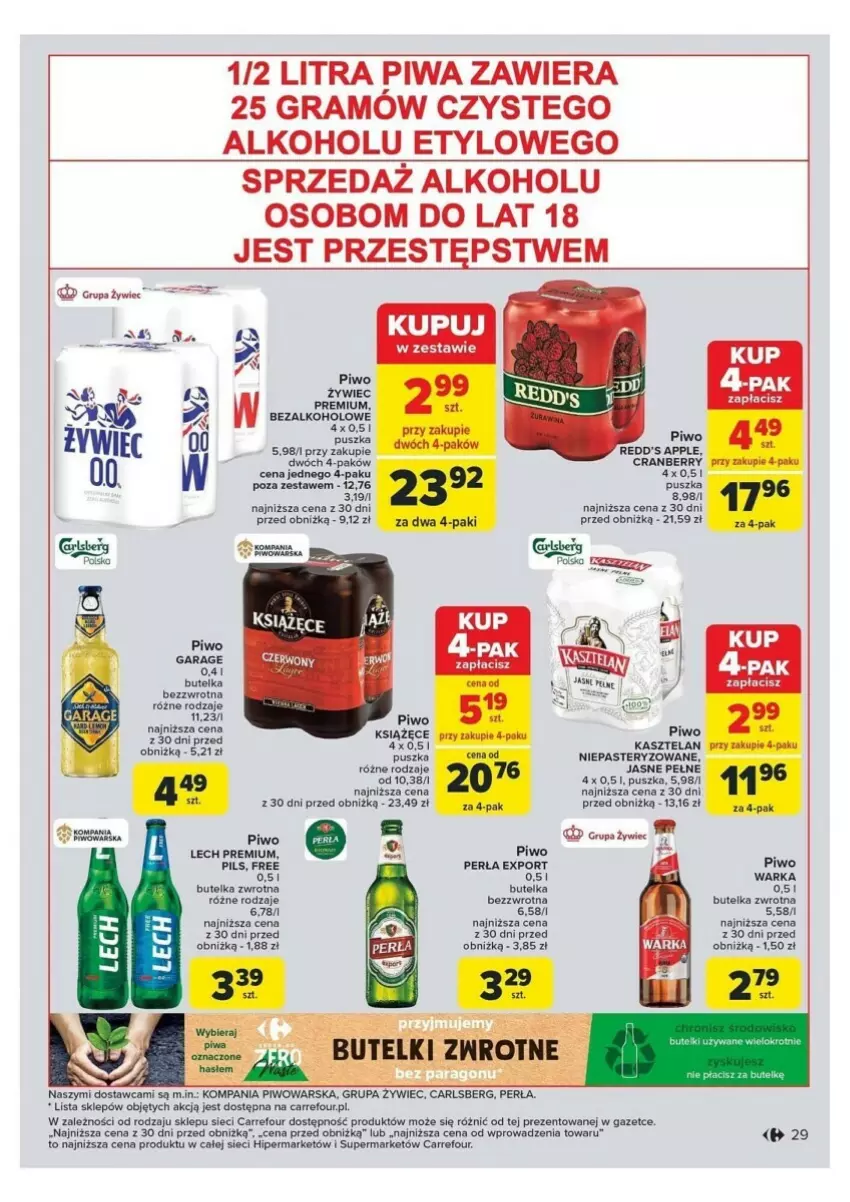 Gazetka promocyjna Carrefour - ważna 04.11 do 09.11.2024 - strona 22 - produkty: Carlsberg, Gra, Kasztelan, Książęce, Lech Premium, Perła, Piwa, Piwo, Por, Redd's, Warka