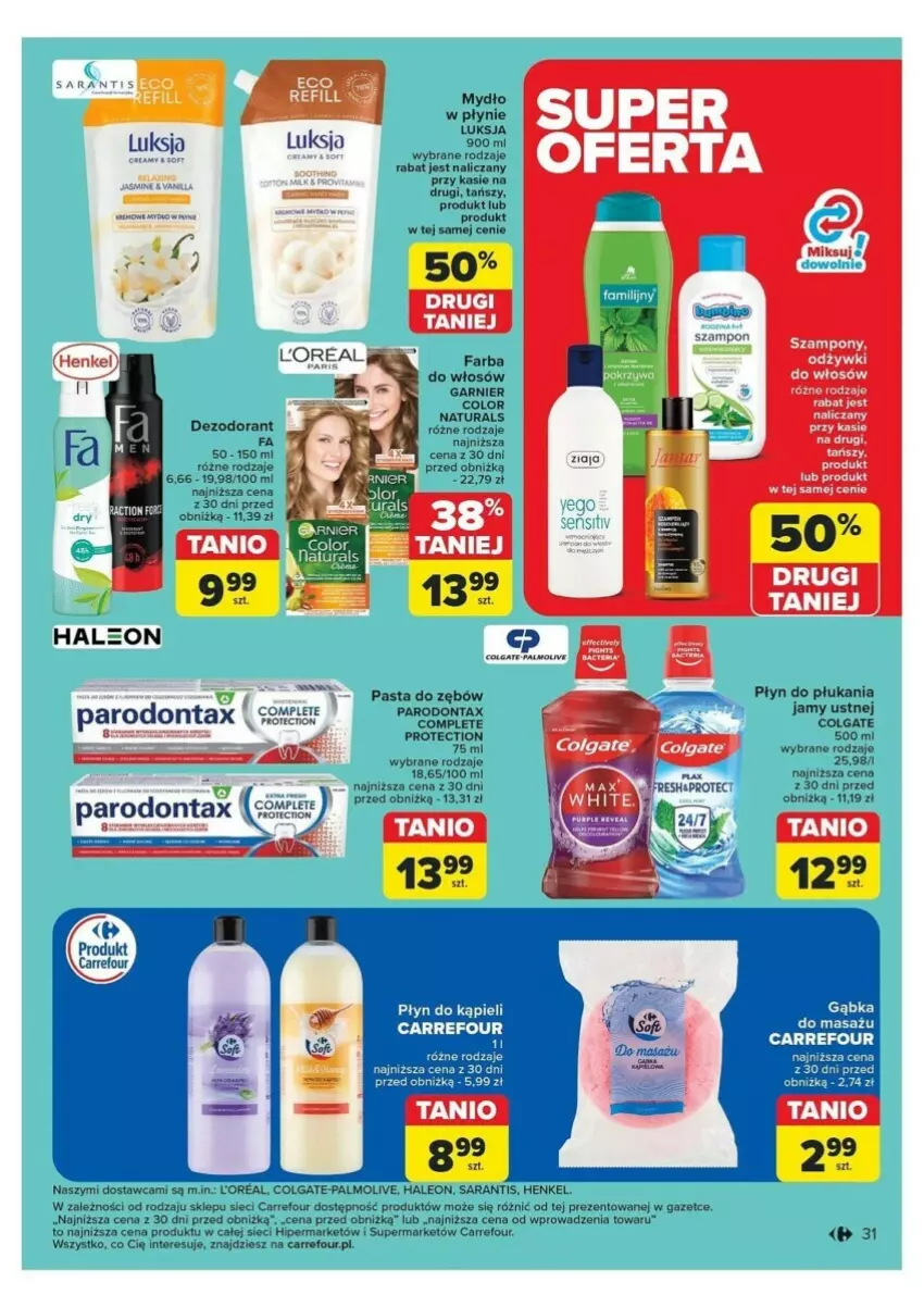 Gazetka promocyjna Carrefour - ważna 04.11 do 09.11.2024 - strona 25 - produkty: AEG, Amol, Colgate, Dezodorant, Fa, Garnier, Leon, LG, Luksja, Mydło, NBA, Parodontax, Pasta do zębów, Płyn do kąpieli, Płyn do płukania, Szampon