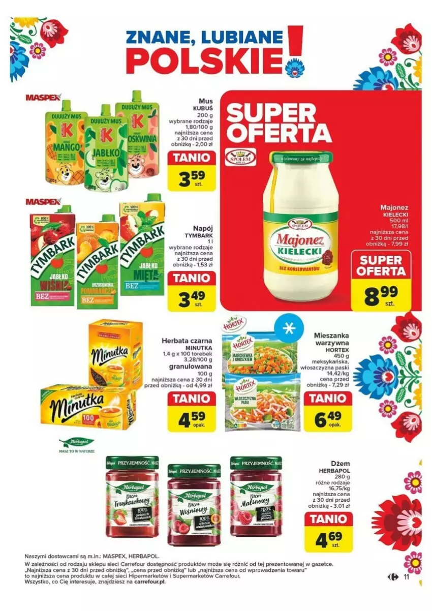 Gazetka promocyjna Carrefour - ważna 04.11 do 09.11.2024 - strona 3 - produkty: Brit, Dżem, Gra, Herbapol, Herbata, Herbata czarna, Hortex, Kubuś, Mieszanka warzyw, Mus, Napój, Tymbark