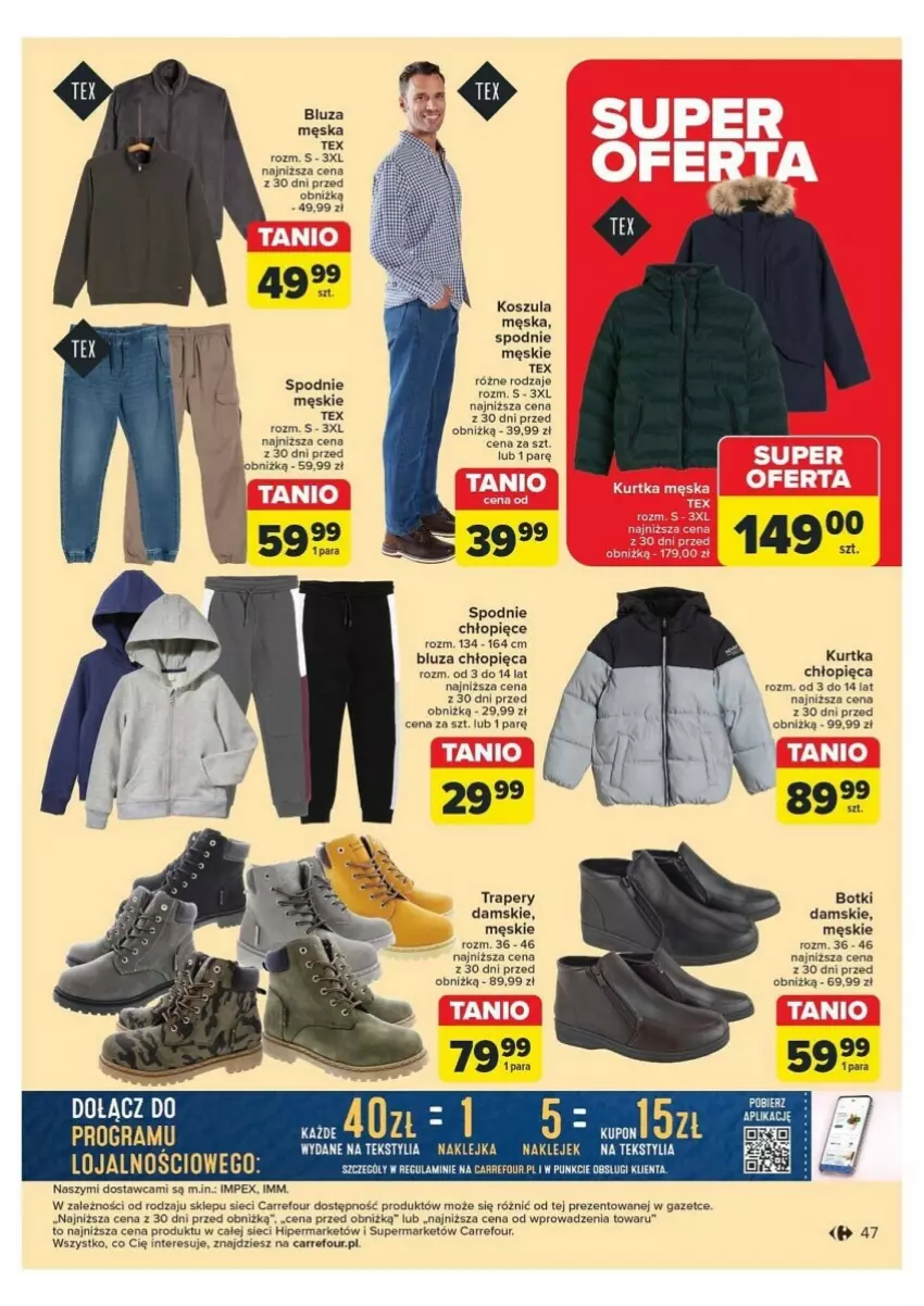 Gazetka promocyjna Carrefour - ważna 04.11 do 09.11.2024 - strona 42 - produkty: Bluza, Botki, Klej, Kosz, Koszula, Kurtka, Spodnie